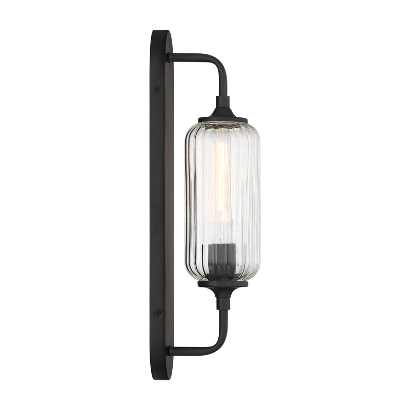 Holton 1-Light Wall Sconce in Black, Black