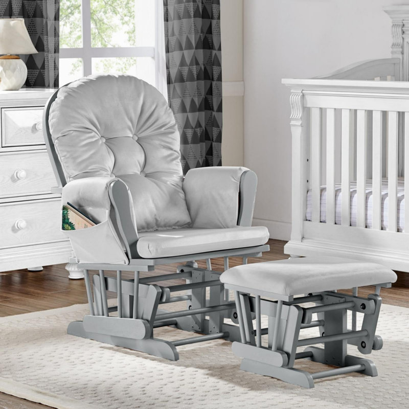 Fauteuil oscillant et repose-pieds, Brun, Noyer
