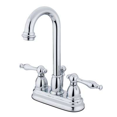 Robinet de salle de bain central à 4 poignées à 3 trous à fixation sur le comptoir en laiton Kingston