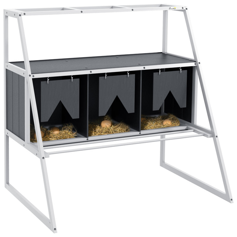 Boîte de nidification pour poulets Tucker Murphy Pet ™, 3 compartiments, boîtes de nidification en bois, poule, pondeuse, avec rideaux d'intimité, perchoirs, jusqu'à 6 à 12 poules