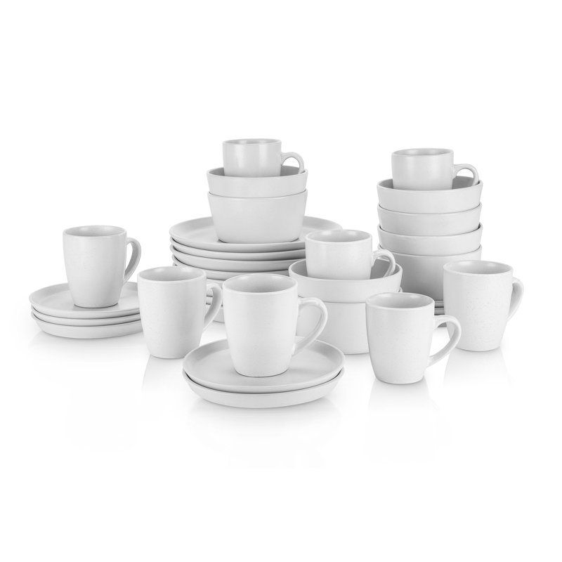 Stone Lain Albie 32-Piece Dinnerware Set Stoneware, Snow White