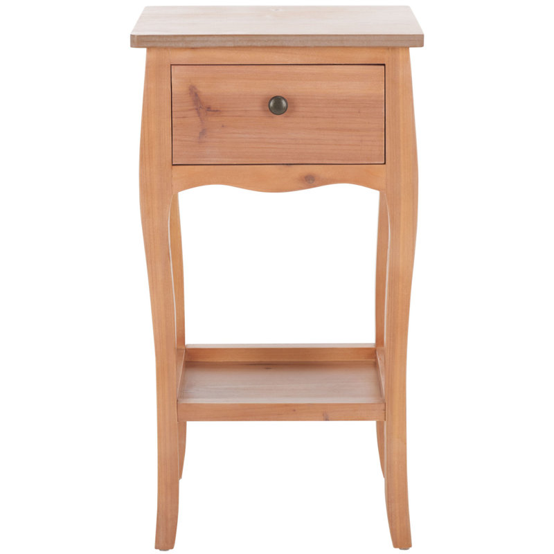 Radikha Solid Wood End Table with Storage, Red Maple