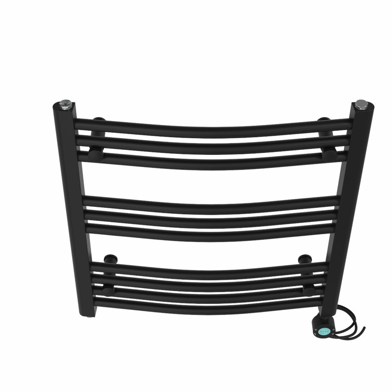 Ameia Curved Towel Rail Heated Towel Rails, 60cm H x 60cm W x 5.6cm D, Black