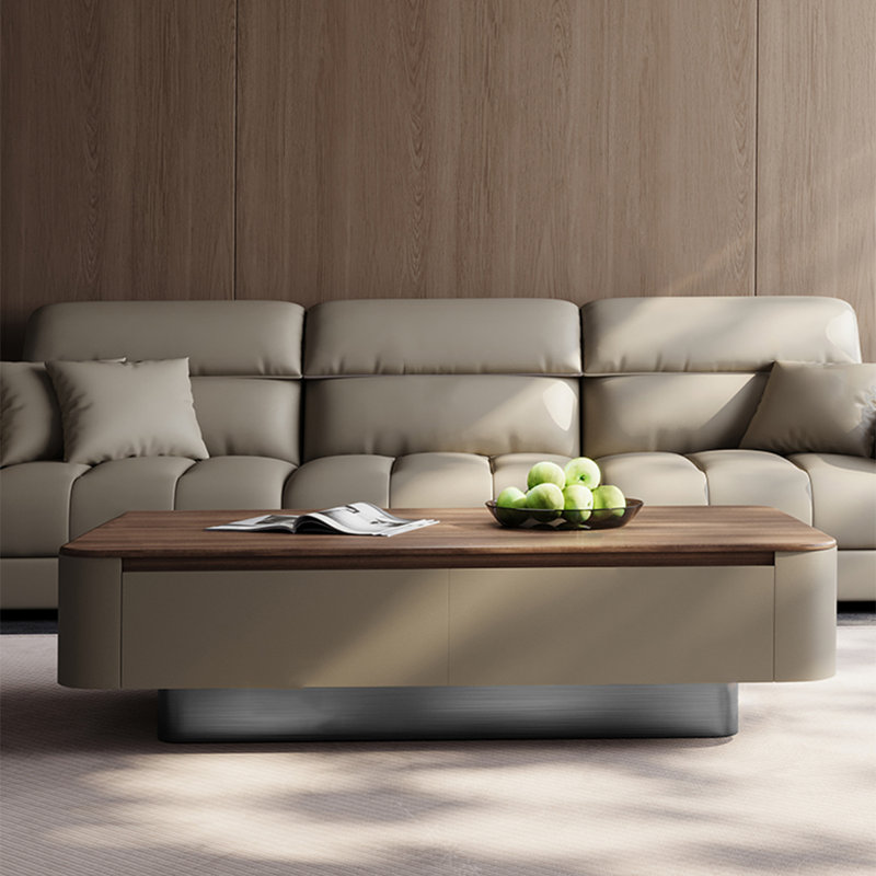 Light luxury rectangular solid wood coffee table, 15.7" H x 55.1" L x 27.6" W 