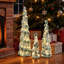 Ensemble de 3 décorations de Noël lumineuses en forme de crayon blanc chaud pour sapin de Noël