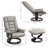 Recliner With Ottoman, Swivel Recliner Chair And Ottoman, Faux Leather Reclining Chair With High Back And Wood Frame For Living Room, Bedroom