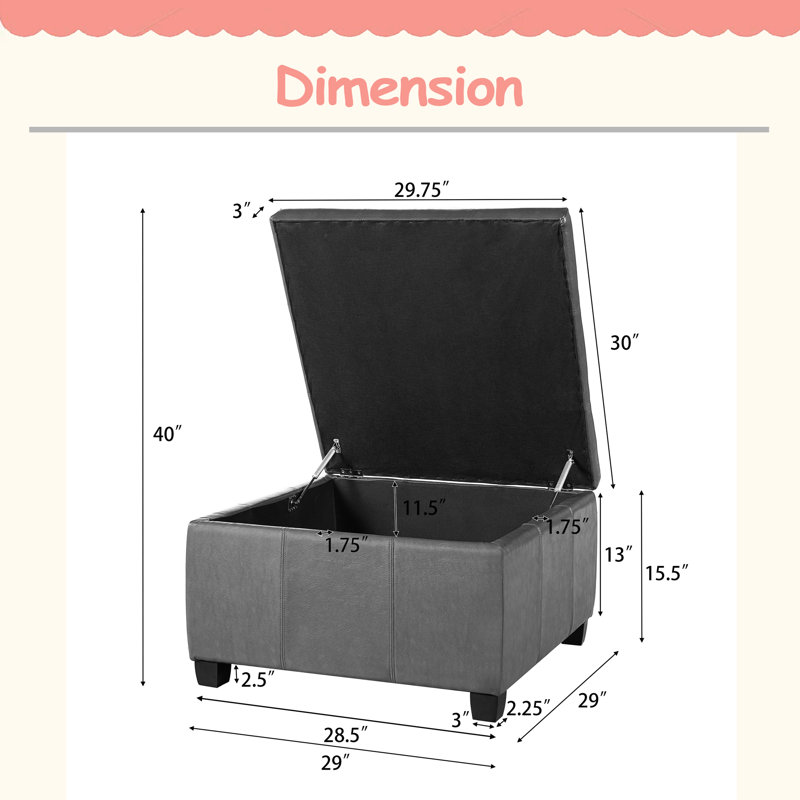 OTTOMAN DE RANGEMENT solide et moderne, Espresso