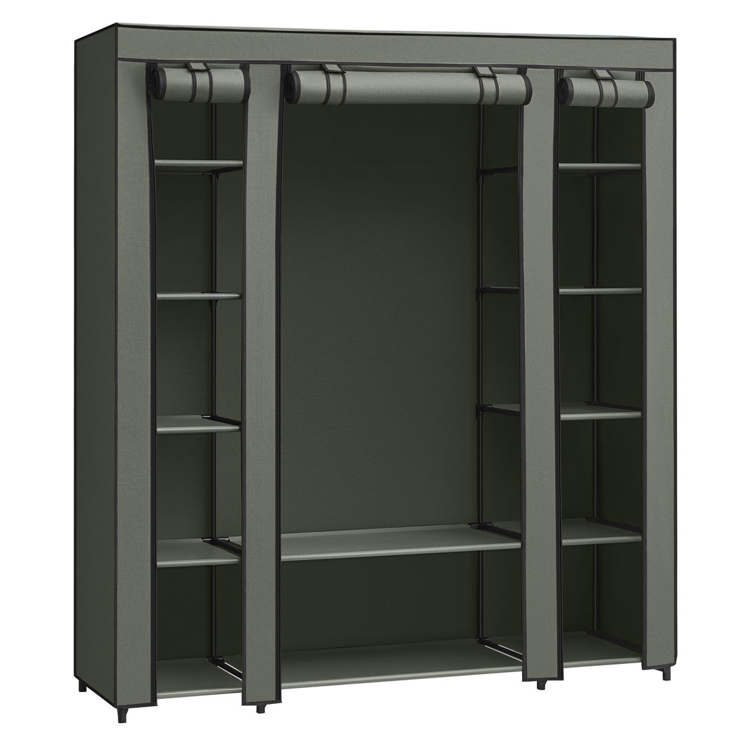 SONGMICS Kleiderschrank, Stoffschrank, Mit Überzug Aus Vliesstoff, Faltschrank Mit Kleiderstange, 45 X 150 X 175 Cm, 12 ...