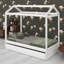 Structure de lit en forme de maison avec lit gigogne escamotable