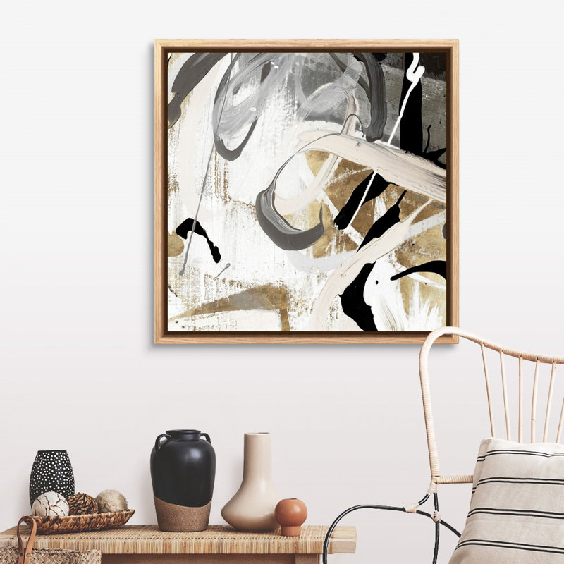 " Tangled I " Painting Print, 37.25" H x 37.25" W, Floater Framed Canvas, Natural