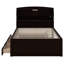 Lit plateforme double en bois avec lit gigogne et tête de lit à DEL, lit en bois avec tiroirs, prises USB-673748104