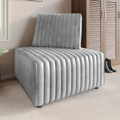 Siège d'angle en velours gris argenté
