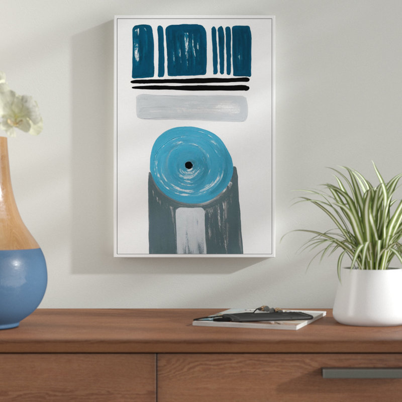 'Blue Target' Framed Acrylic Painting Print on Canvas, 18" H x 12" W