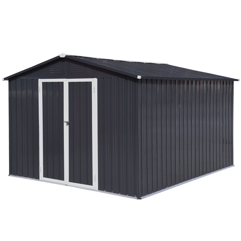 Metal garden sheds outdoor storage sheds, 120" H x 96" W x 79" D, Dark Gray