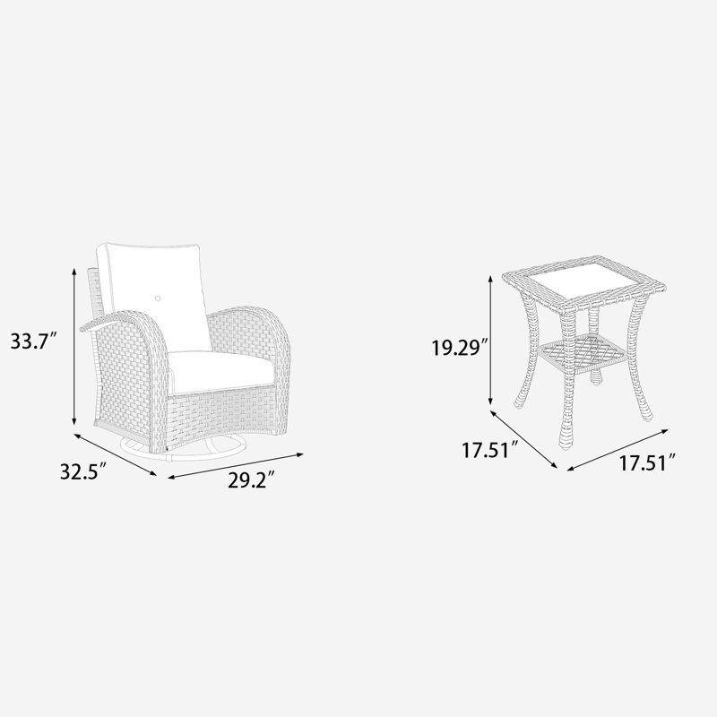 Layinsun 6 Pieces Outdoor Patio Furniture Set, Rattan Wicker Sectional Swivel Rocker Chairs Sets, Brown, Navy