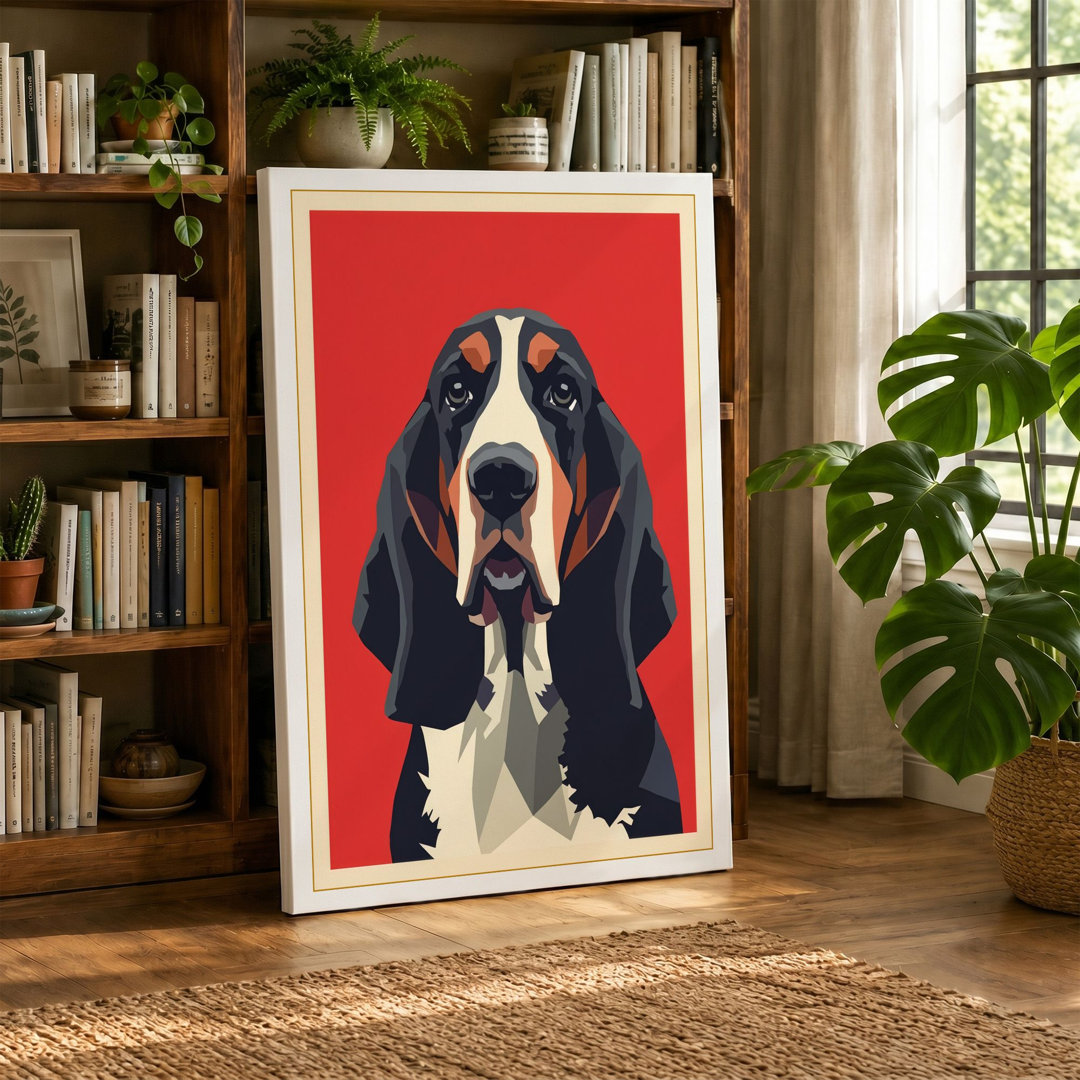 Basset Hound Portrait Modern Canvas Art Print
