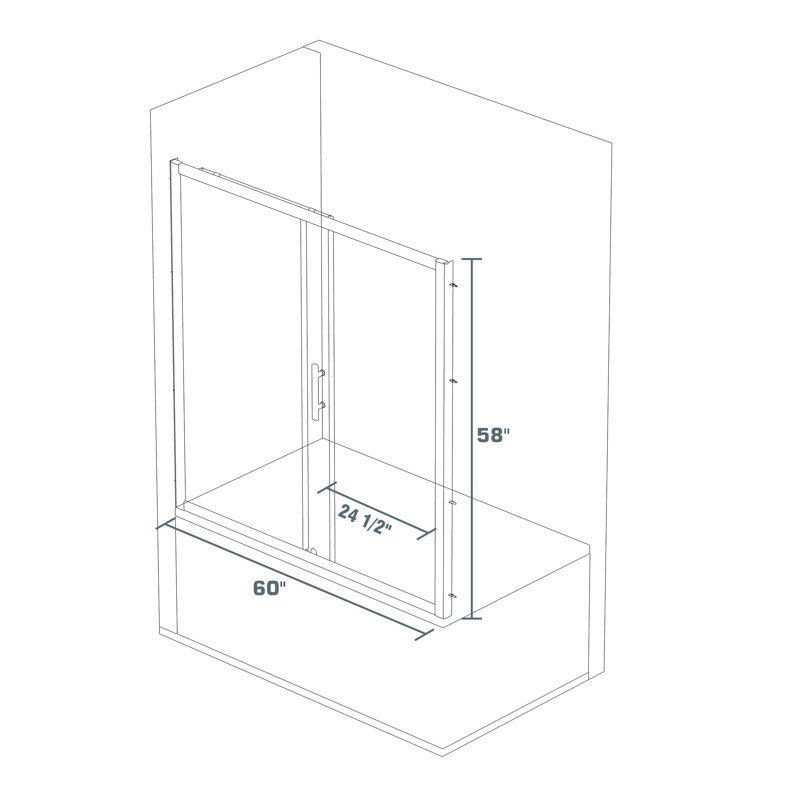 Porte de baignoire coulissante simple 60 po x l 58 po