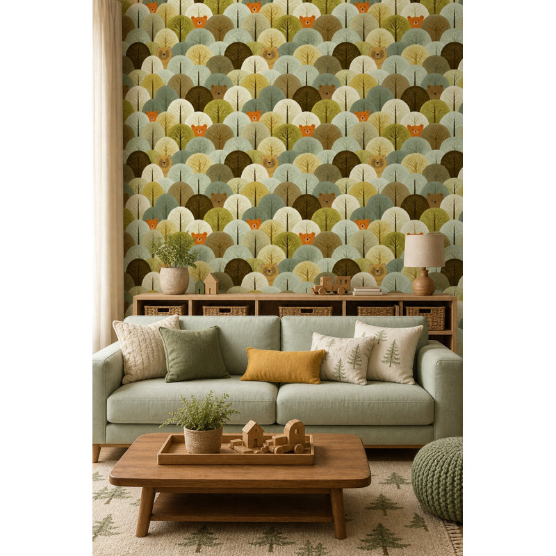 Papier peint double arbre Woodland, Textured Non-Pasted