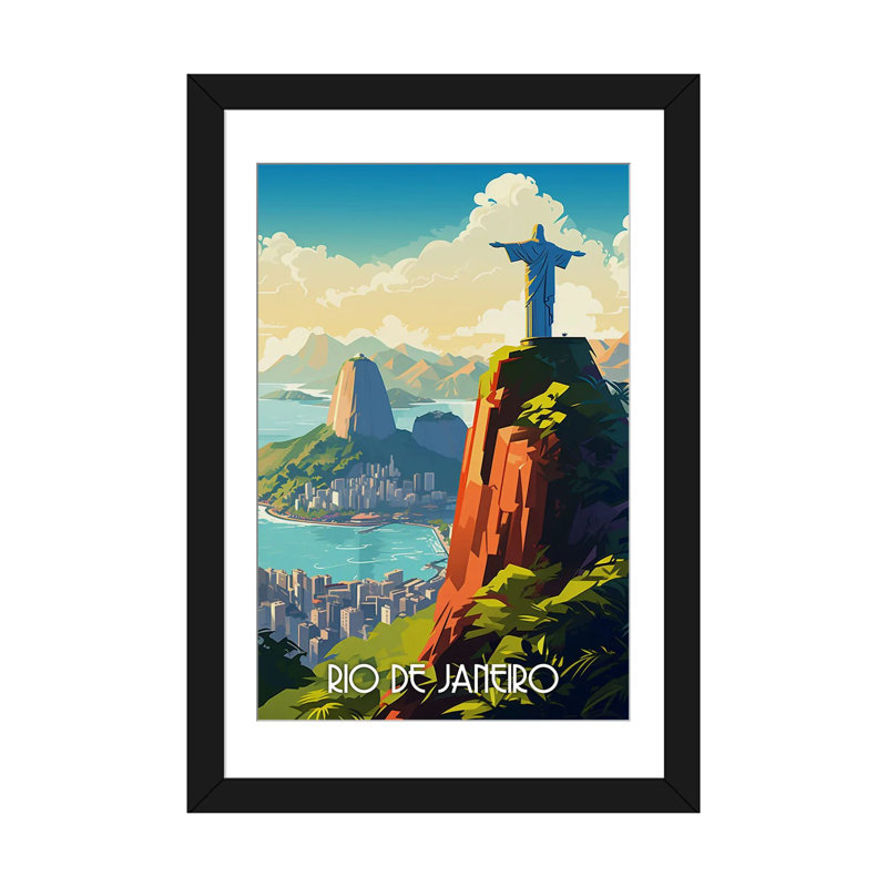 Rio de Janeiro, Cadre d'angle ouvert noir, H 24 po x l 16 po