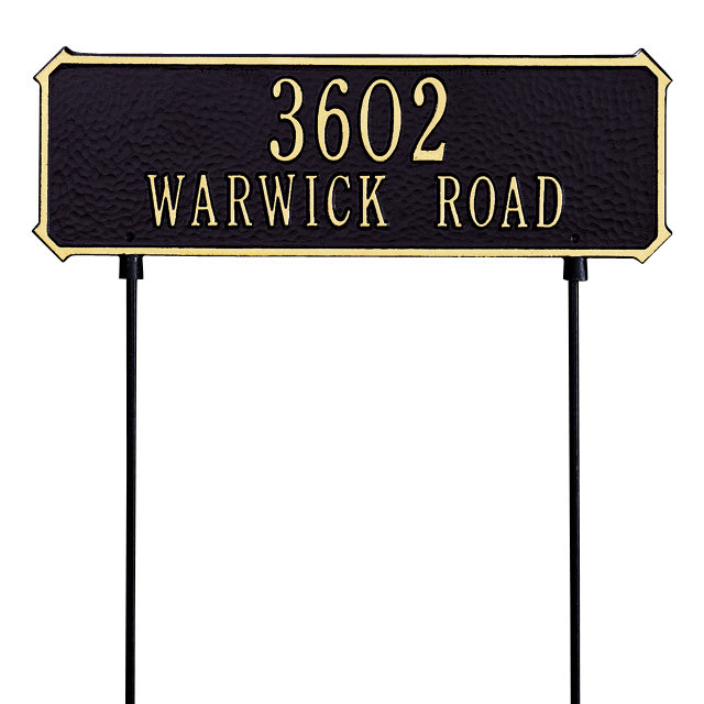 2-Line Lawn Address Sign, Antique Copper, Yes