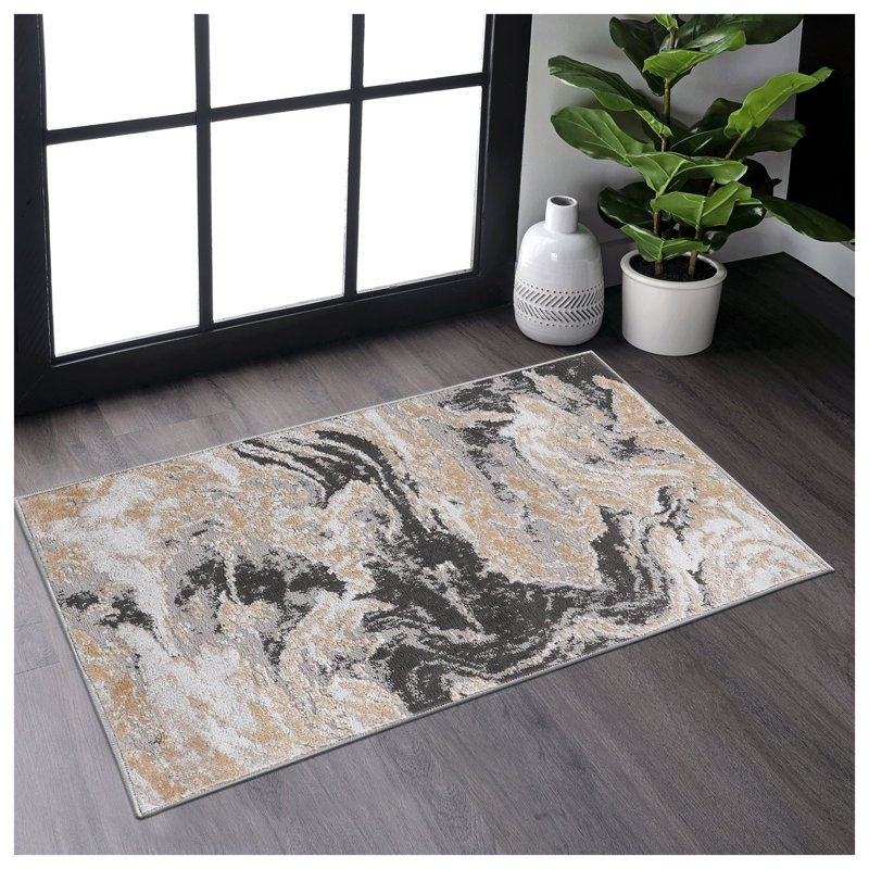 PAYAS Collection Grey Abstract Area Rug - Modern Power-Loomed Living Room Carpet, Stain Resistant & Non-Shedding for High Traffic