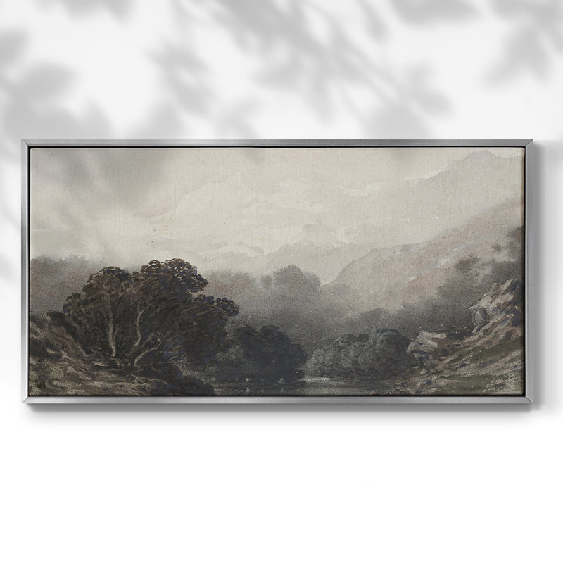 Série paysage - DCLXII - Toile tendue avec châssis encadré - Prêt à être accroché, H 21 po x l 41 po, Blanc