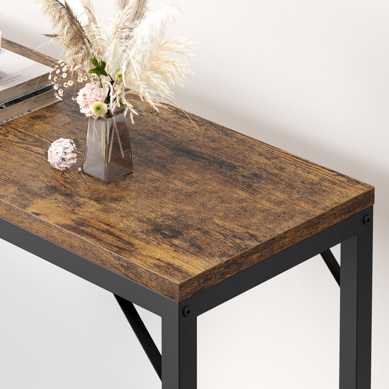 Ulan 39.37'' Console Table, Black, Brown