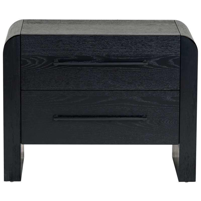 Katrina Wood 2 Drawer Nightstand, Black