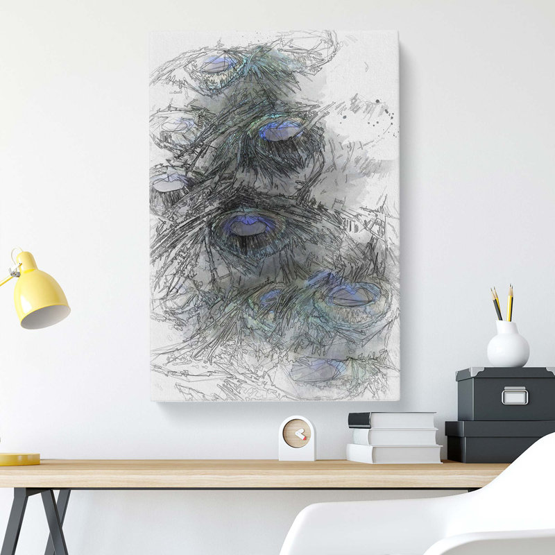 The Feathers Of A Peacock In Abstract - Wrapped Canvas Print, 91cm H x 60cm W x 3cm D