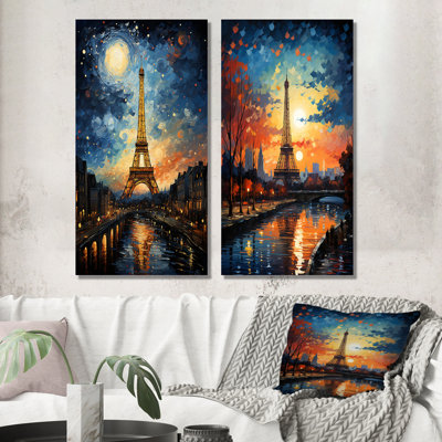 Ensemble de 2 décorations murales La Tour Eiffel au 19e siècle