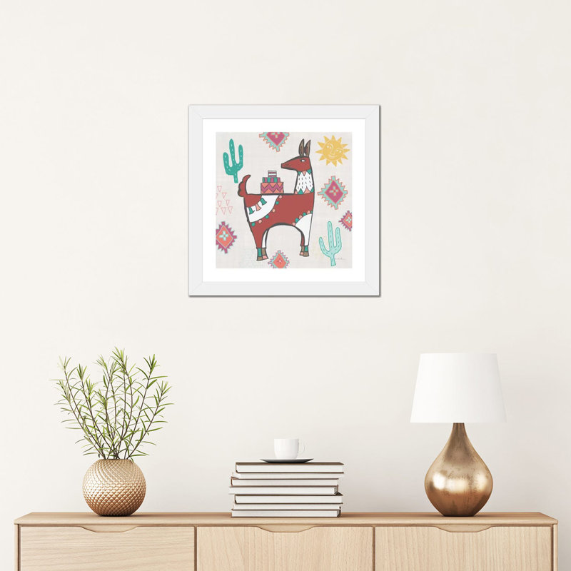 «Playful Llamas IV» par Farida Zaman - reproduction, Blanc, H 16 po x l 16 po x P 1 po, Papier encadré blanc