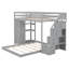 Lit superposé simple au-dessus d'un lit double avec tablettes en gris - tiroirs et escalier de rangement pour un lit 3 couches efficace, solution pour chambre à coucher