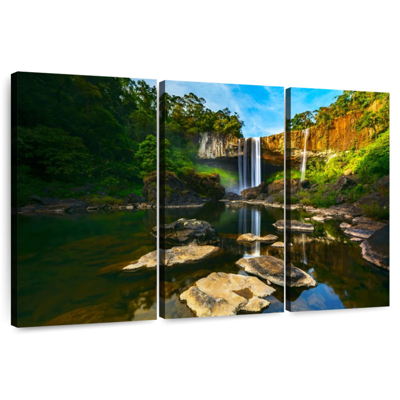 Idyllic Tropical Waterfall, 24" H x 38" W