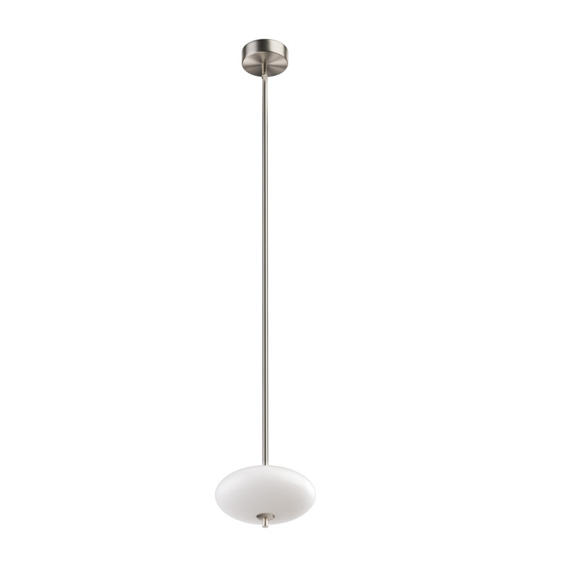 Parlait 1 - Light Dimmable Modern Brass LED Chandelier for Hallway/Kitchen Island.Features White Glass Shade., Brushed Nickel