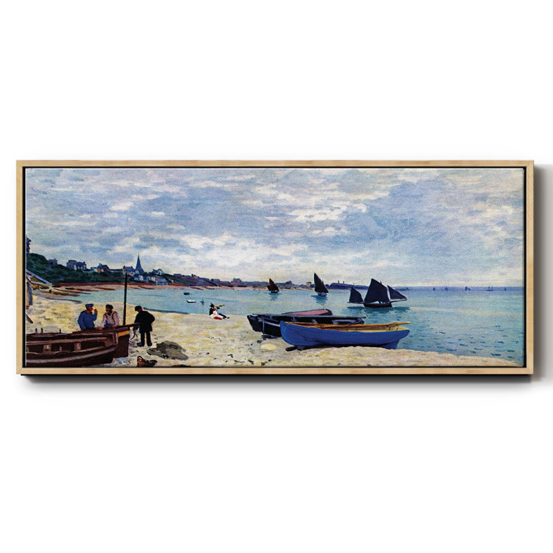 «The Beach at Sainte Adresse # 2» par Monet - Toile encadrée, H 8 po x l 20 po