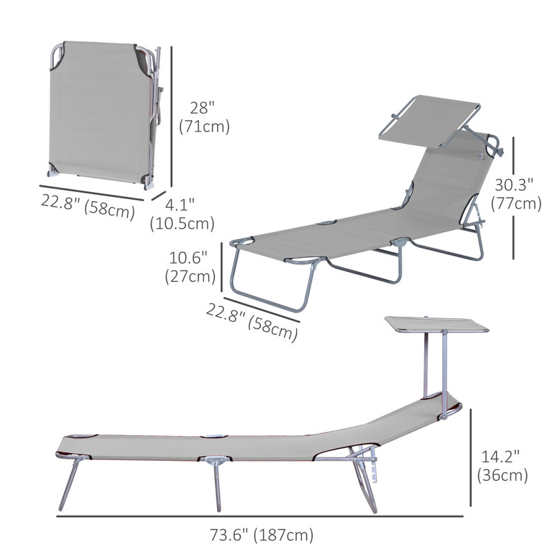 Chaise longue d'extérieur en métal Simrun, Gris clair, Argent argent