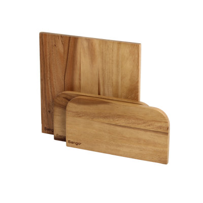 Ensemble de 3 planches à découper empilables en bois d'acacia Sango Atelier - Petites et grandes planches à découper pour la viande, les légumes et plus