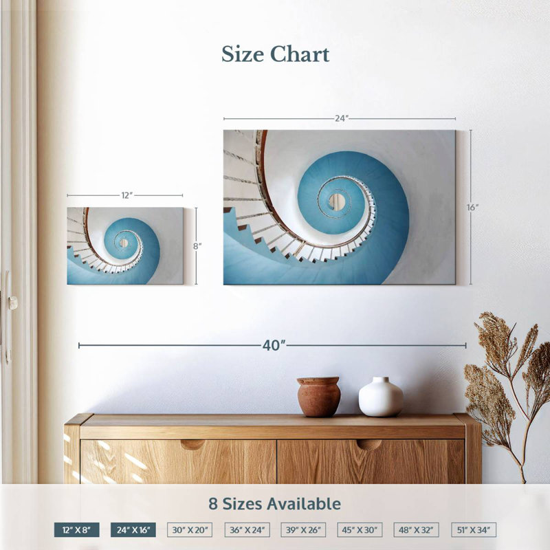 Lilie Blue Spiral Staircase, 16" H x 24" W