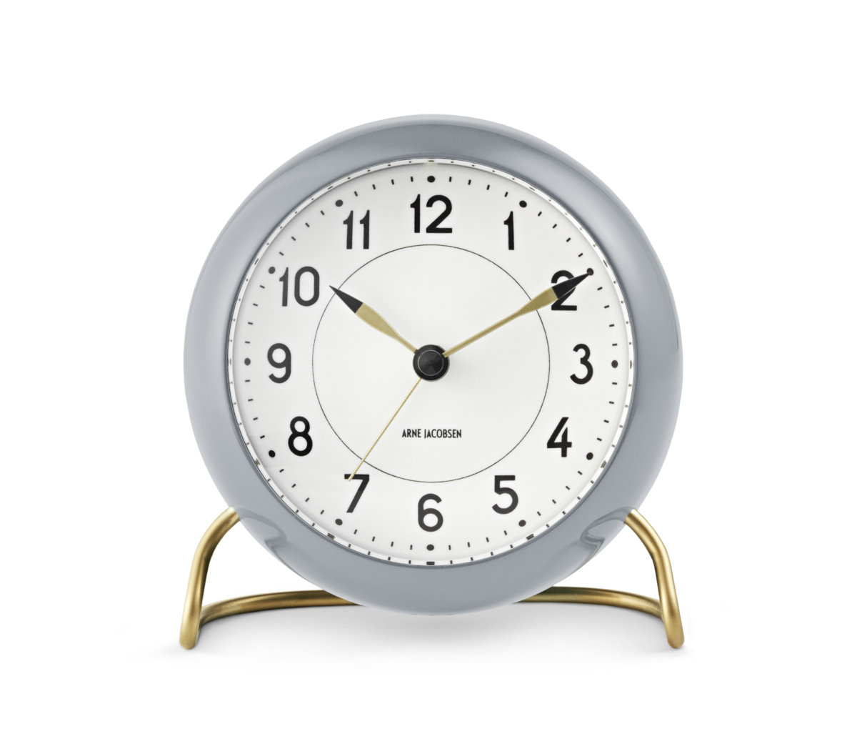 Station Electric Alarm Clock, White/Gray/Gold