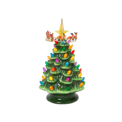 Arbre de Noël festif en céramique 10 po avec pile Rotati Estate style Estate