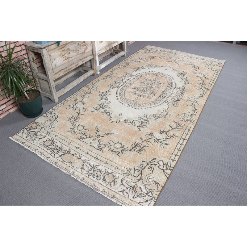 Grand tapis turc Oushak avec motif en médaillon orange pour le salon, idéal comme cadeau pour lui