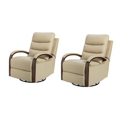 Azilda 29" Wide Genuine Leather Manual Swivel Rocking Standard Recliner