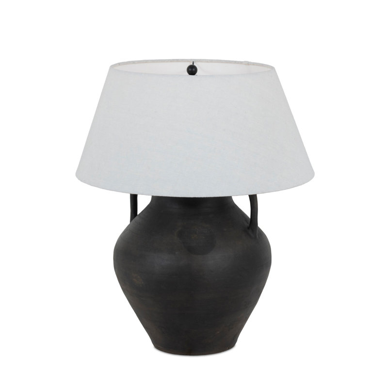 Atrani Table Lamp, Aged Black Terracotta