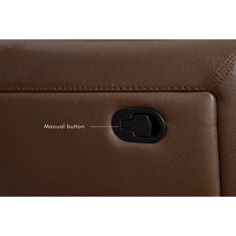 Talley 5 Piece Faux Leather Reclining Sectional with a Drop Down Table Seat, Reddish Brown
