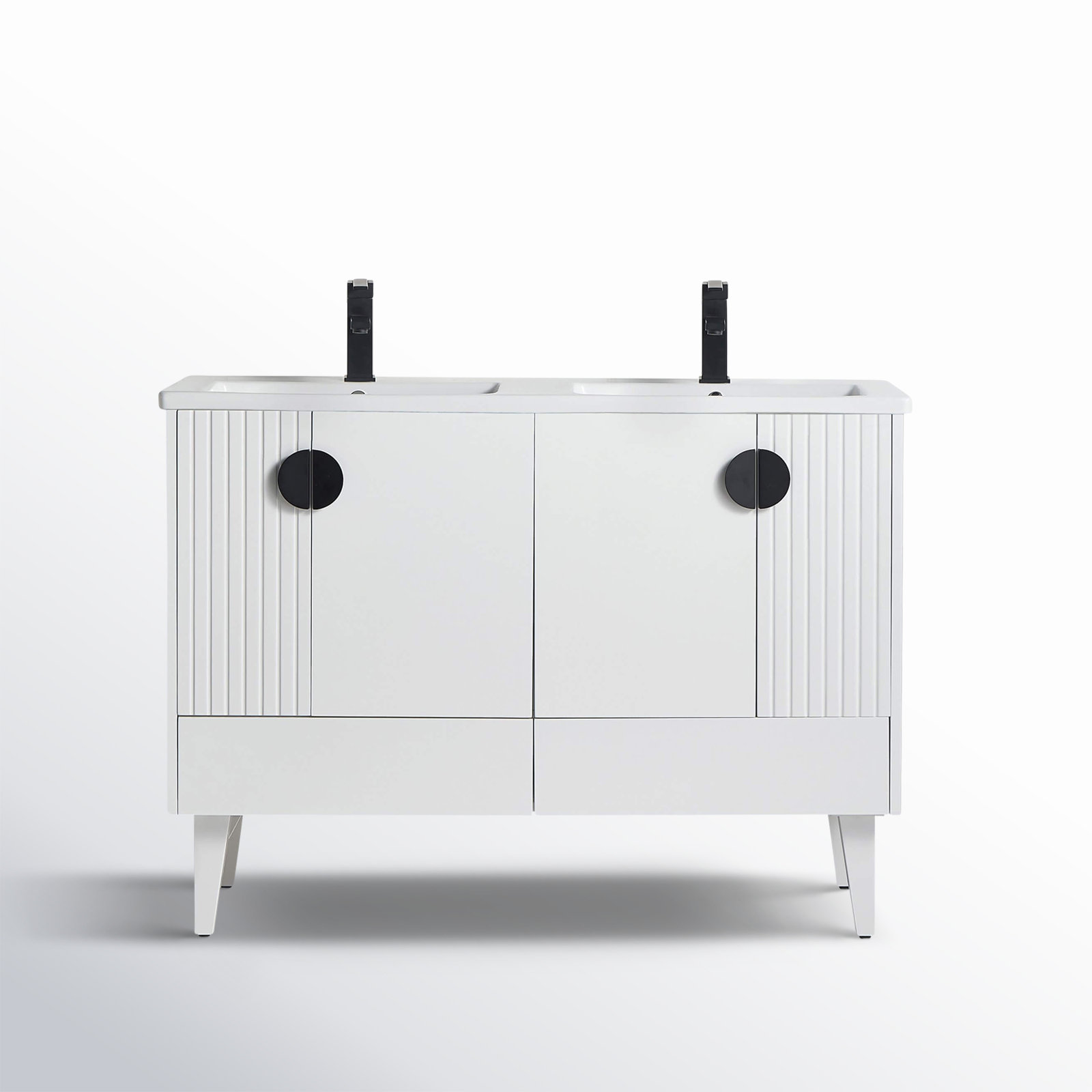 Saimah 47.25'' Double Bathroom Vanity, White Matte, Black
