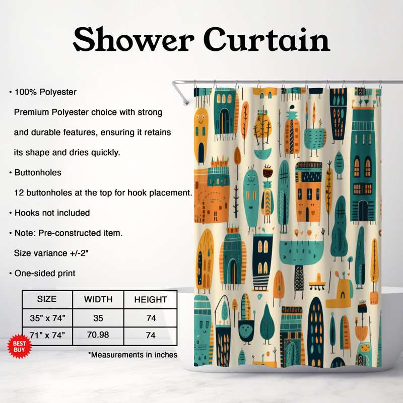 Jolly City - Premium Shower Curtain, 74"H x 71"W