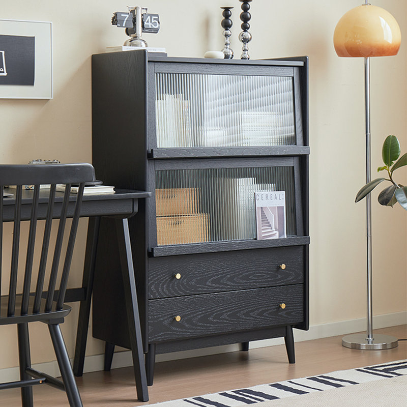 Light luxury black classic bookcase