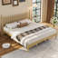 Lit plateforme en bois de style rétro avec tête de lit en forme de gourde-225400732