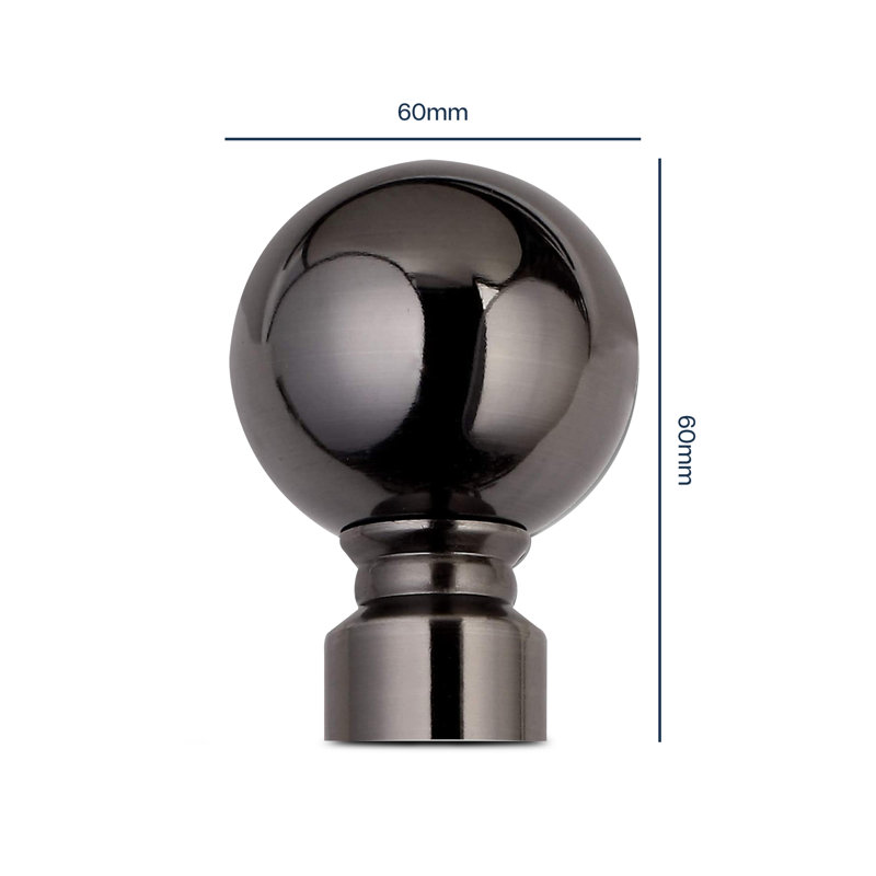 Heavy-Duty Adjustable Curtain Pole with Finials, 70-120cm, Black Nickel