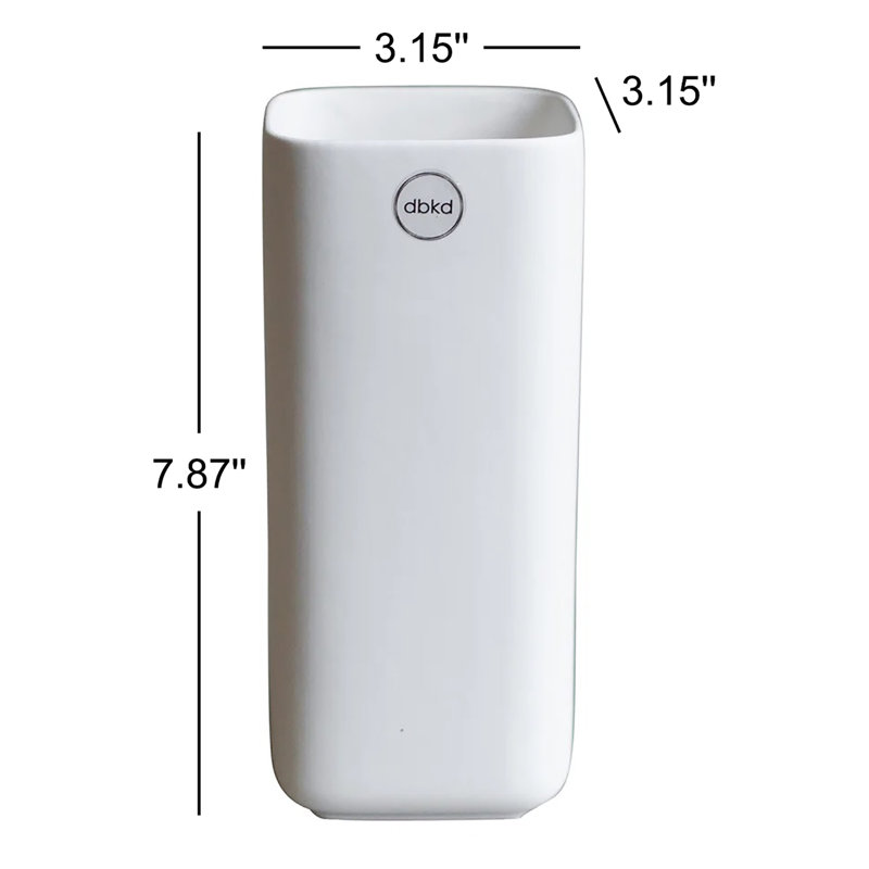 Vase de table en céramique Dan, Blanc, H 7,87 po x l 3,15 po x P 3,15 po